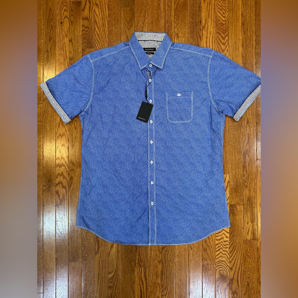 Bugatchi Blue Short Sleeve Button Down Shirt Men’s Size 3xl New